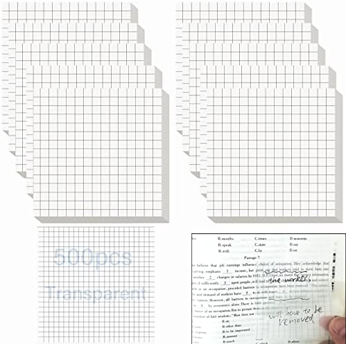 Grid Transparent Sticky Notes, 500 listova Clear Sticky Notes 3 x 3 vodootporna samoljepljiva podloga，prozirne