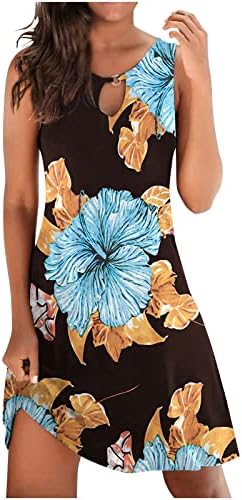 Ljetne haljine za žene Casual izdubljeni V-izrez cvjetna štampana haljina 2023 majice s rezervoarom bez rukava kratki Mini sarafan na plaži