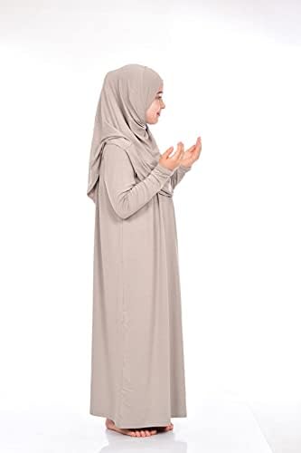 Ihvan online muslimanska haljina za djevojčice, jednodijelna Islamska molitvena haljina dugih rukava sa hidžabom