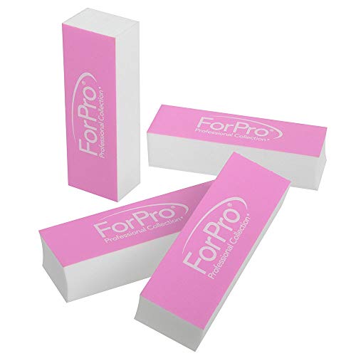 ForPro Sparkle Mini tampon list, Pre-Cut, dvostrani manikir & pedikir puferi za nokte, Pink 400 / Bijela 4000 Grit, 39-Count