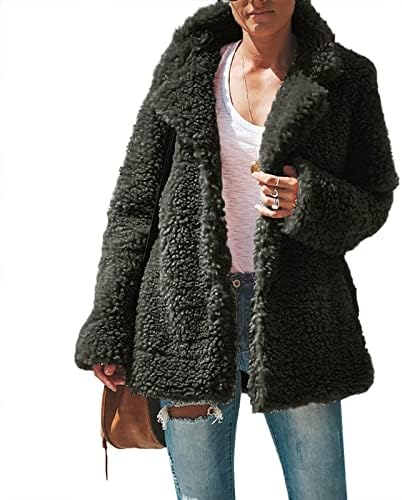 Dnuri prevelizirani Fleece Cardigan ženske tople zimske kapute Čvrsta boja kardigan dugih rukava casual otvoreni prednji kaput