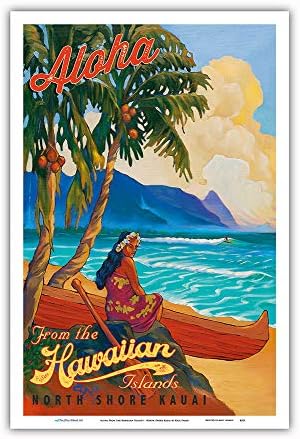 Aloha sa Havajskih ostrva - North Shore Kauai Hawaii - Vintage Hawaiian Travel Poster Ricka Sharpa-Master