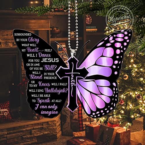 Hiperchic ljubičasti leptir retrovizor viseći pribor za viseće rublje, čuva božićni ukras, leptir