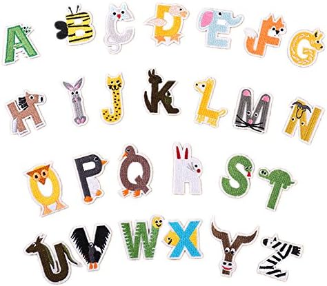 Gvožđe na zakrpama 26pcs A-Z abeceda zakrpa za abecede na životinjama u obliku diy motiva za gvožđe ili šivanje na platama za paans jakne ruksake