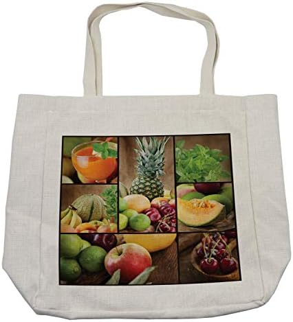 Ambesonne Nature torba za kupovinu, voćna salata na temu lubenica ananas jabuke trešnje sok kolaž Art