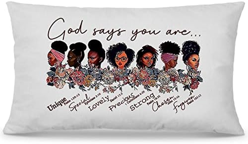 NOGIT Bog kaže da ste motivacijski citati afričkim američkim sa jastukom za bacanje suncokreta 12x20 inča Christian