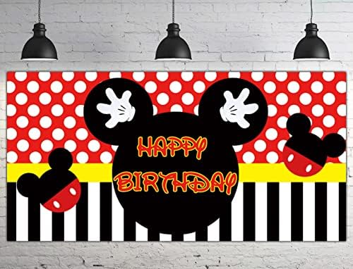 Veliki baner Mickey Birthday, Mickey Backdrop, Tema miša Rođendanska zabava Ukrasi, Mickey Tematska fotografija fotografija fotografija,