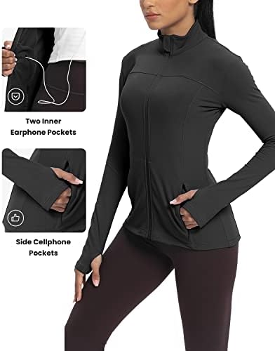 AVGO trening jakne za žene, jakne od flisa sa punim patentnim zatvaračem dugi rukavi za trčanje sa džepovima