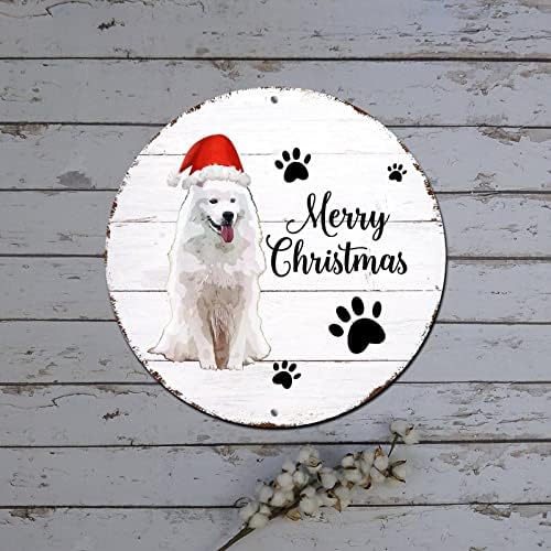 Snjegović božićni vijenac potpisuju psa u šeširu za drvo zrna krug metalna kosilica za božićna vrata ukrase u