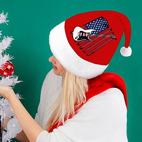 Električna gitara SAD Zastava Božić šešir Santa Claus kape kratki pliš sa bijelim manžetama za muškarce