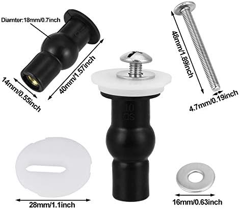 8Pack Šrafovi za WC daske univerzalni komplet za pričvršćivanje WC daske okovi za crne slijepe rupe pričvršćivači