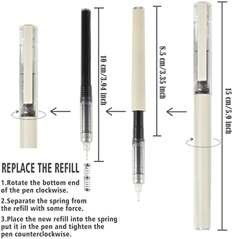 BAYTORY 5pcs Gel olovke i 1pc Highlighter, olovka za brzo sušenje mastila Fine Point Crna 0.5 mm, estetske