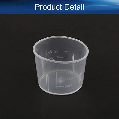 Bettomshin 20kom 15ml Metrička prozirna plastična čaša ravnog oblika, laboratorijske čaše za mjerenje tečnosti diplomirane višenamjenske čaše za miješanje za laboratoriju, kuhinju, mlijeko, sok
