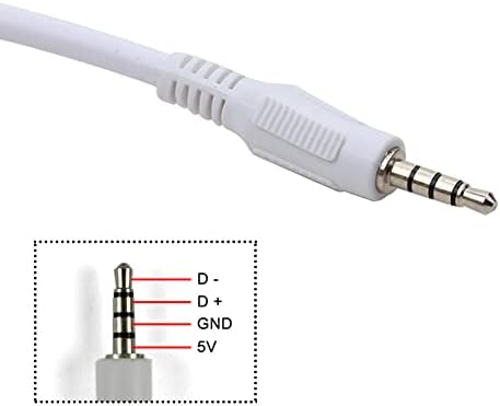 SuperWhole 3.5 mm Stereo utikač za Mini USB muški M/M adapter konverter Audio kabl bijeli 50cm