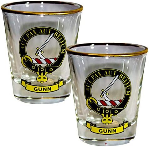 Shot Glass Wee Dram Gunn Clan grb Set 2 Whisky Tots