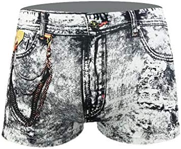 BMISEGM muške rublje muške tiskane bokserne hlače traper džepne gaćice kratke hlače seksi modni muški muški donji rub br