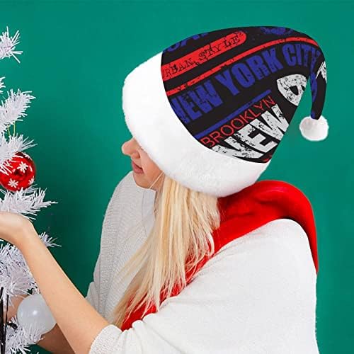 Njujorški stil Grunge geometrijski smiješni Božićni šešir Santa Claus šeširi kratki plišani s bijelim manžetama