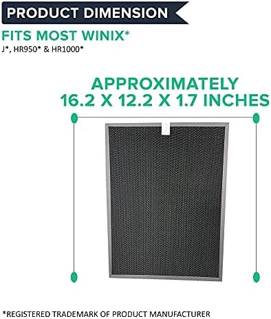 Mislite na ključnu zamjenu 1 Količinski filter za pročišćivač zraka i 1 karbonski filter odgovara Winax j, modeli HR950 & HR1000, uporedite s dijelom # 117130, 2 pakovanja