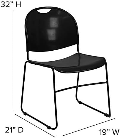 Flash namještaj HERCULES serija 880 lb. Kapacitet Crna Ultra kompaktna stolica sa hromiranim okvirom