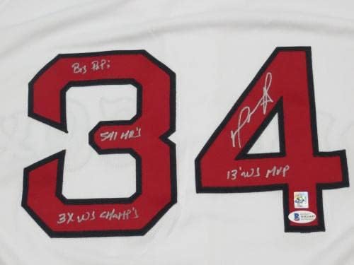 David Ortiz Autographing Boston Red Sox Autentični majestični dres sa velikim papirima 541 HR 3x WS Champs & 13 WS MVP Beckett svjedočio je - autogramirani MLB dresovi
