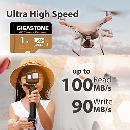 [5-yrs Free Data Recovery] Gigastone 1TB Micro SD kartica, ekstremna Kamera, MicroSDXC memorijska kartica za