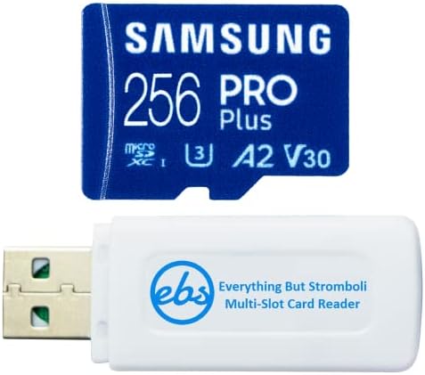 Samsung Pro Plus 256GB MicroSDXC memorijska kartica za Samsung Galaxy Tab A8 10.5, Tab A7 Lite, Tab S7 FE, Tab S7+, Tab S6 Lite - MB-MD256KA paket sa svime osim Stromboli SD & amp; Micro SD čitač kartica