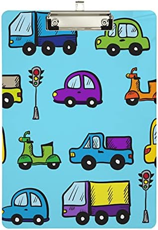 Cartoon Cars Plastic Clipboard 9x12.5 akril Clipboards sa niskim profilom Clip A4 pismo veličina