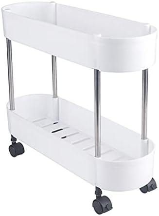 QFFL Crevice Skladišni stalak, uski ormar za kupaonicu sa univerzalnim kotačima i kukama, šupljim rezbarenim dizajnom, plastičnim relicom za kotrljanje, za kuhinjsko kupatilo