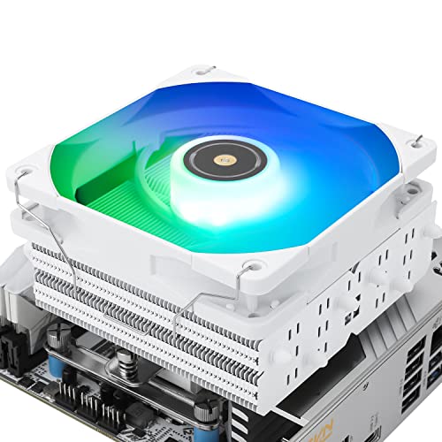 Thermalright SI-100 bijeli ARGB CPU Air Cooler, 6×6mm toplotne cijevi, 120mm PWM tihi fan CPU hladnjak sa S-FDB V2.0 ležajem, AGHP 3.0 tehnologija, za AMD AM4 AM5/Intel 1150/1151/1200/1700/2066, PC Cooler