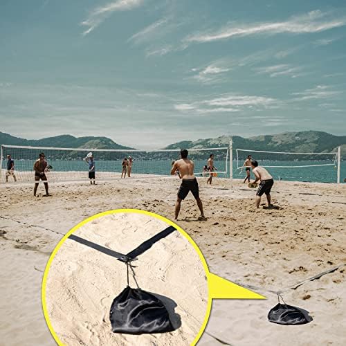 Nacai linije terena za odbojku na pijesku, granične linije odbojke na pijesku za prijenosni set remena za vanjsku + mrežasta torba za Sidra od 4 pijeska, široka 2, 26,3'x 52,6'