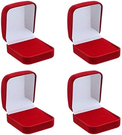 Li'shay držač baršunaste kutije za prsten  - Set od 4 crvena kvadrata
