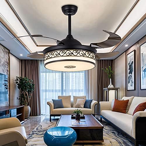 Fabrička cijena Chinese Hotel Inn Ventilator ChandelIer Retro tkanina daljinski upravljač strop ventilator lampica LED trihromatični zatamnjeni ABS ventilator za spavaću sobu dnevni boravak blagovaonica s zvukom savršenim ukraćivanju