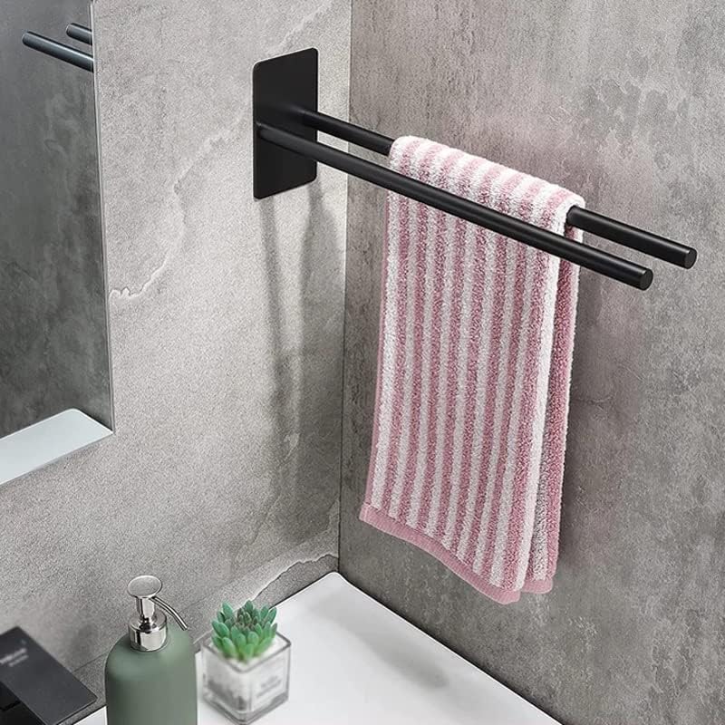 WODMB Nema udarca za kupatilo za ručnik od nehrđajućeg čelika Dvostruki ručni nosač crnog mat mat komoda