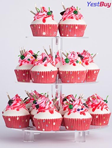 TESTBUY 3 TOER CUNCCAKE štanda sa bazom, akrilnim stalkom za tortu, držač za kolače od Cupcake-a, vrhunskog držača od kolača za 28 cupcakes, zaslon za pecivo za rođendan za vjenčanje