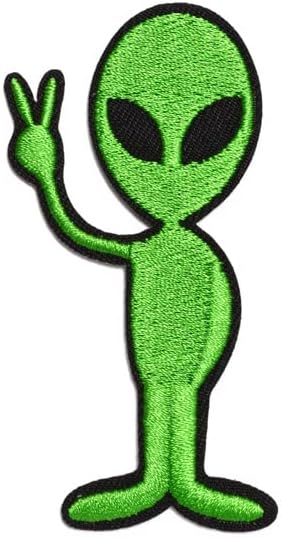 Queqin 4pcs Green Alien, NO-ov brod, želim vjerovati u šivanju ili željeza na veznim zakrpama za DIY projekte, popravljanju, cosplay, halloween, božićni dan.