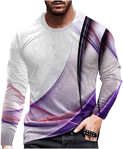 Muške košulje Dugi rukav Casual okrugli vrat klasična pulover linija 3D štampane bluze sa redovnim
