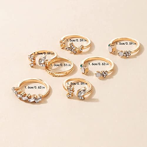 Prstenje za vjenčanje i angažman Vintage Ocean Val krug Metalni prsten set od 8 komada prstenova za žene Veliki rođendan