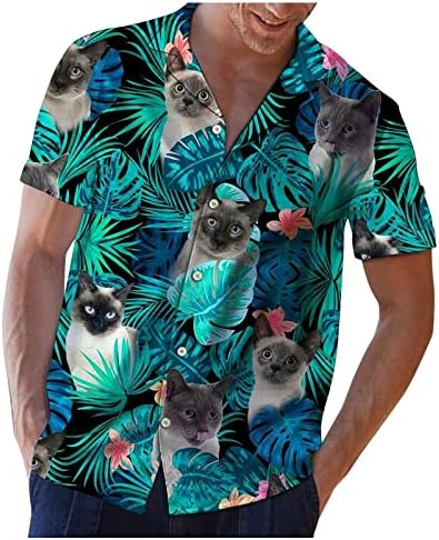 Muška proljeće ljeto Top Hawaii štampani ovratnik vrhovi Casual labavi modni majice sa kratkim rukavima