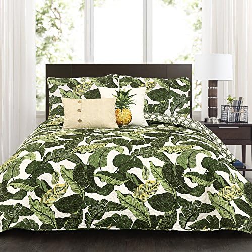 Lush Decko dekor pune kraljice-zelene tropske rajske ravne šume reverzibilni set posteljine od