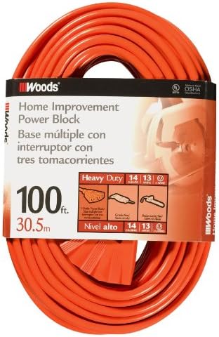 Woods 0826 14/3 Vanjski višestruki produžni kabel, 50-stopa, narandžasti