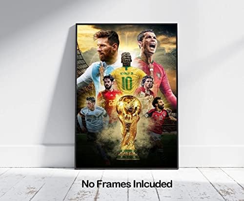 Poster fudbalske zvijezde svjetskog kupa, plakat na platnu Cristiano Ronaldo i Lionel Messi, motivacijski