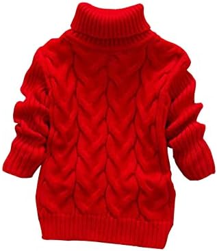 Dječji dječaci Dječji džemper Dječji kabel Klint Turtleneck Solid Boja dugih rukava Chunky toplo pulover Vrh