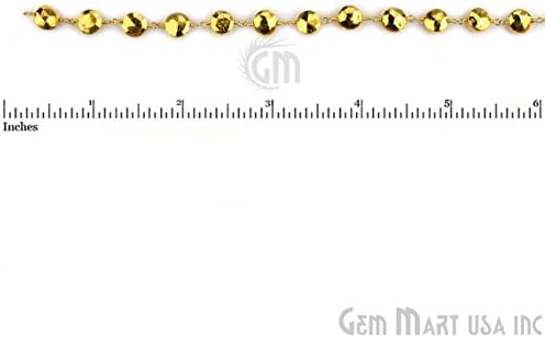 1ft zlatni lanac brojanice od pirita, 6-7mm 24k pozlaćeni lanac krunice