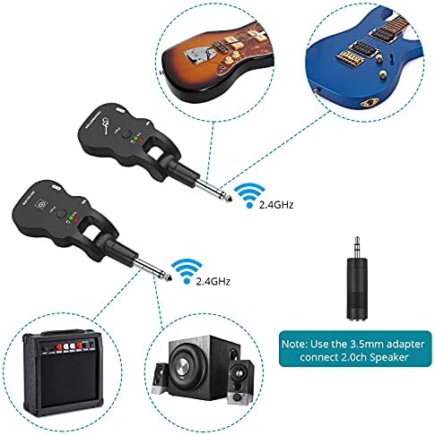 Podrška bežičnog gitarskog sistema 6 kanala, Jigiu bežični audio predajnik prijemnik 100ft udaljenost prenosa