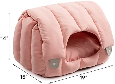 PAPITLULU Super Meki krevet za kućne ljubimce, pećinsko gnijezdo, 2-u-1 spavaća kuća za štence za mačke i male pse, Pink