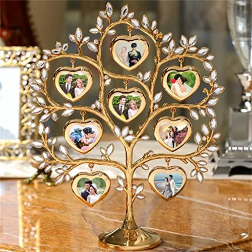 BHVXW Porodično stablo sa 8 visećih okvira za slike Metalni stol Top Dekoracija okvira fotografije