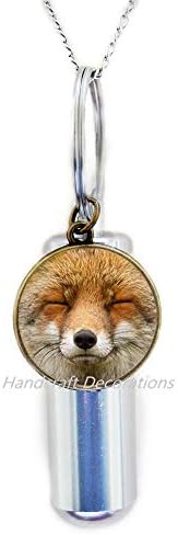 Sretna lisica kremacija urn ogrlica, prijatelji dragena, lisica kremacija urn ogrlica Fox urn Nosivi umjetni