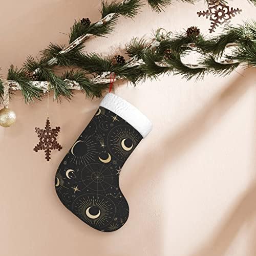 Xinqixaa magic bešavne božićne čarape 18 inča Velike Xmas čarape sa sunčelaštima sunčelaci Moons zvezde uzorak božićni ukrasi Zlatni sezonski dekor Pokloni za porodični odmor