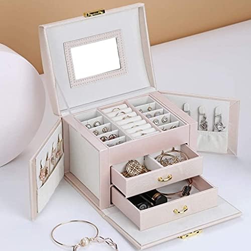 Kutija za nakit PU perle Velvet sa zaključavanjem multi-funkcija za skladištenje velikih kapaciteta Ogrlica zvona Narukvica Nakit Organizator
