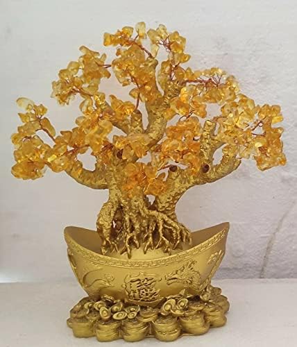 Sharvgun Citrine Crystal Prirodni dragi reiki stablo života 300 više draganski dekor za stol Novac Golden